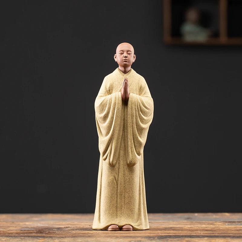 Chinese Zen purple sand little monk decoration home Buddha decorative arts and crafts teahouse tabletop ceramic incense tea pet Oasis Select D