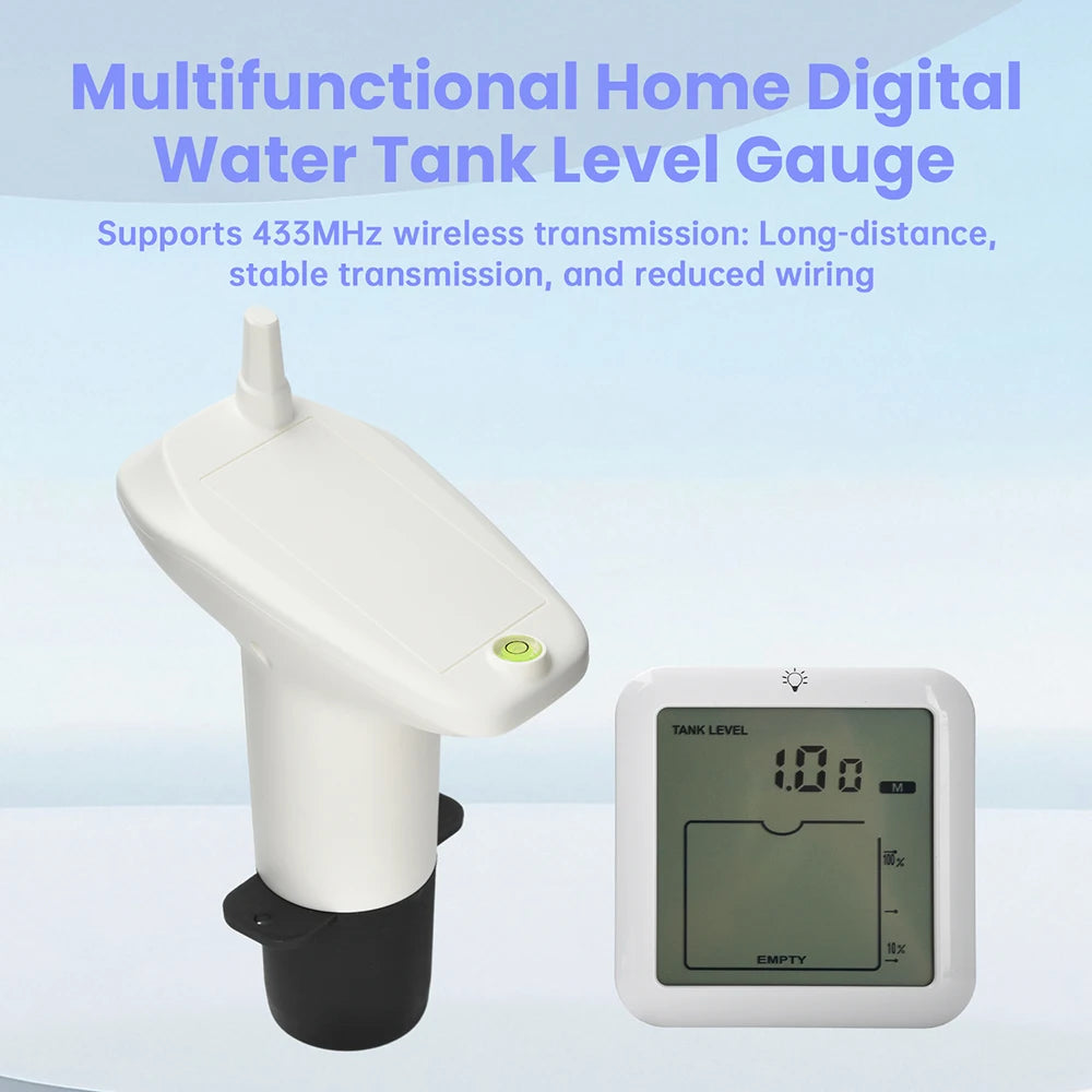 Level Guage Wireless LCD Display Water Tank Liquid Level Meter Temperature Height Monitor Alarm Clock Sensor Oasis Select