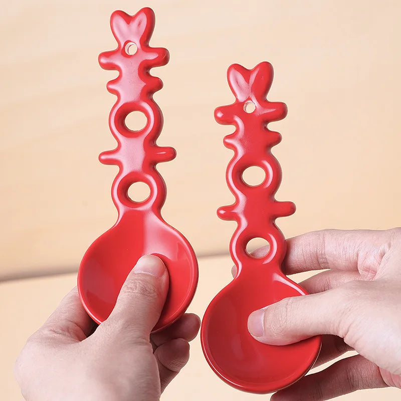 Double Happiness Ceramic Spoon Souvenir Soup Spoon, Engagement Wedding Spoon Red Festive Soup Kitchen Tablewear Oasis Select