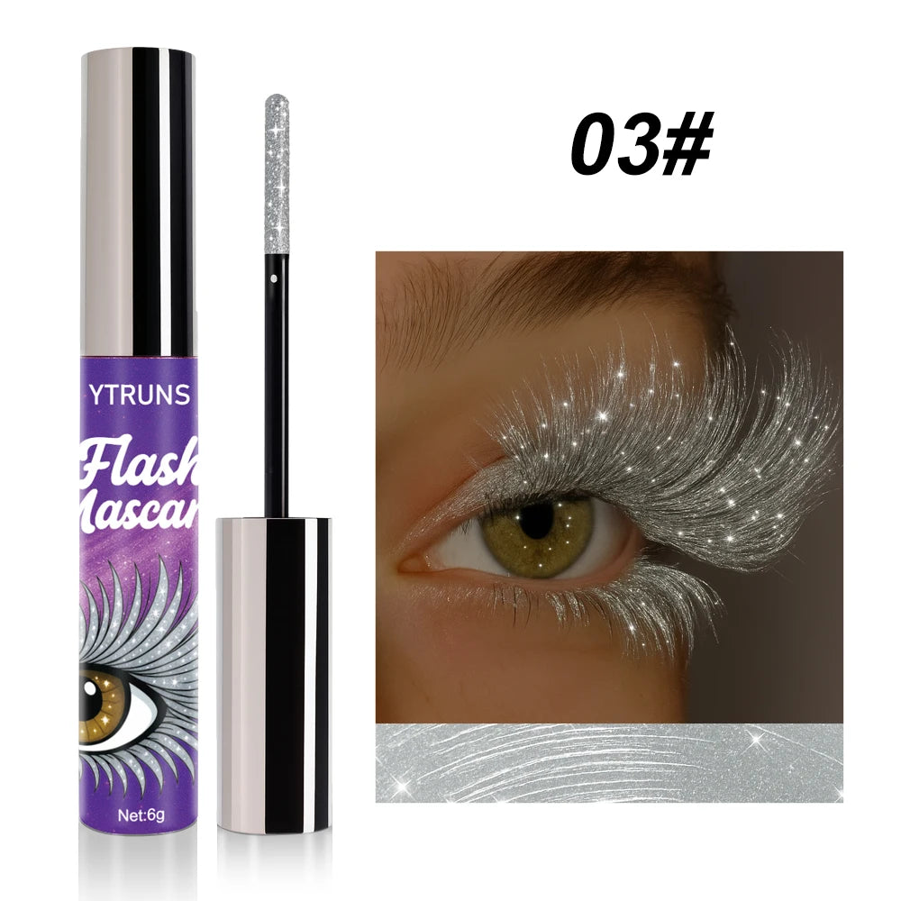 7 Color Shimmer Glitter Mascara – Waterproof Lengthening Formula