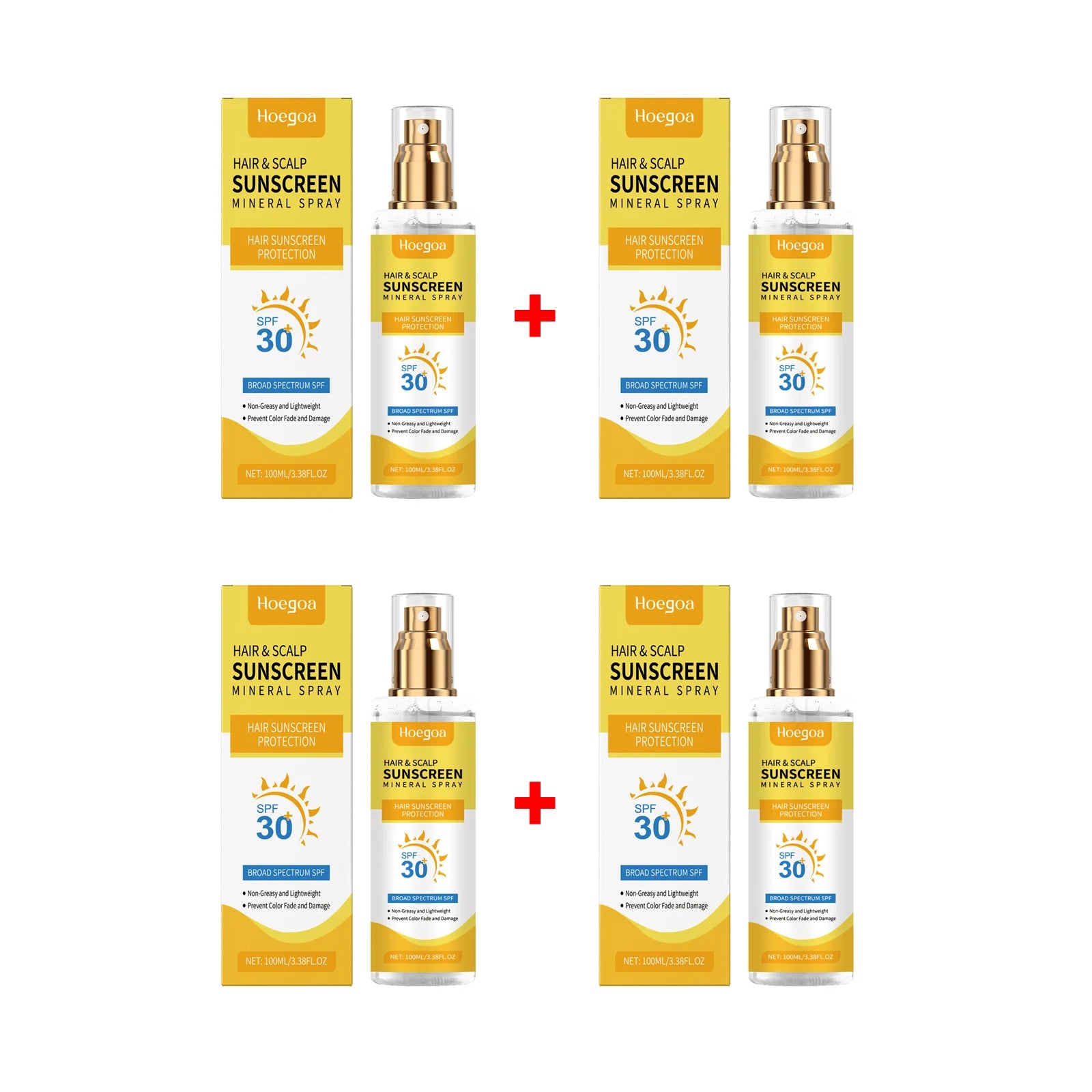 Scalp Hair Sunscreen Spray For Dyed Highlighted Hair UV Protection Prevent Hair Fading Dryness Lightweight Scalp Sunscreen Care Oasis Select 4pcs