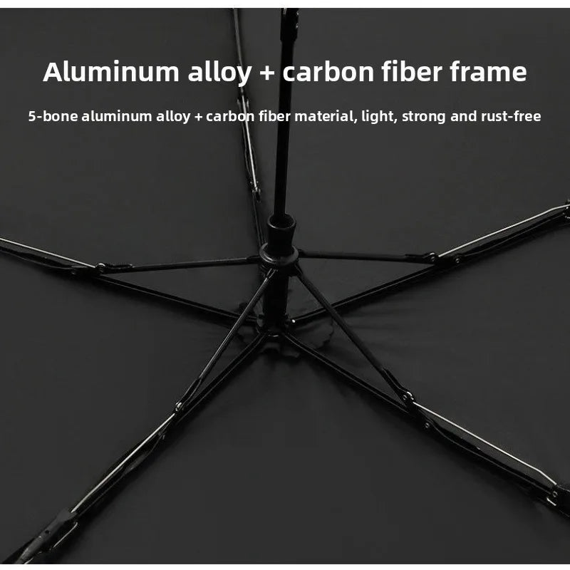 1pcs Ultra-Light Ultra-Fine Carbon Fiber Umbrella Black Sunscreen for Sun and Rain 3-Fold Compact and Portable Lead Umbrella Oasis Select