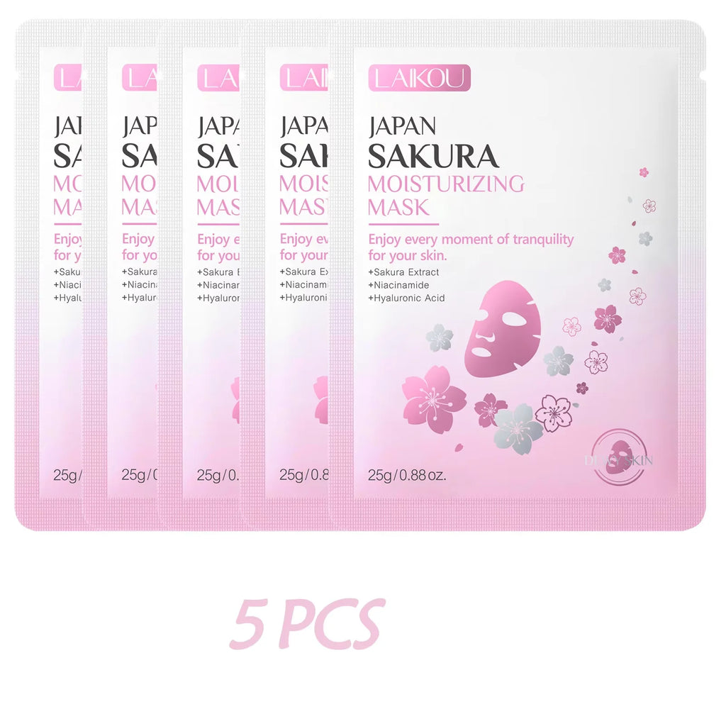 Laikou Sakura Hydrating & Brightening Sheet Face Mask 25g Hydrating Sheet Mask Oasis Select 5pcs