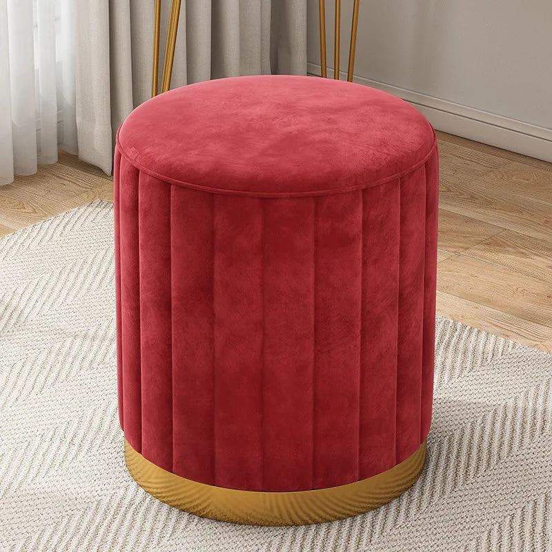 Makeup stool light luxury round stool chair bedroom Internet celebrity storage bench sofa stool dresser stool makeup chair small Oasis Select red
