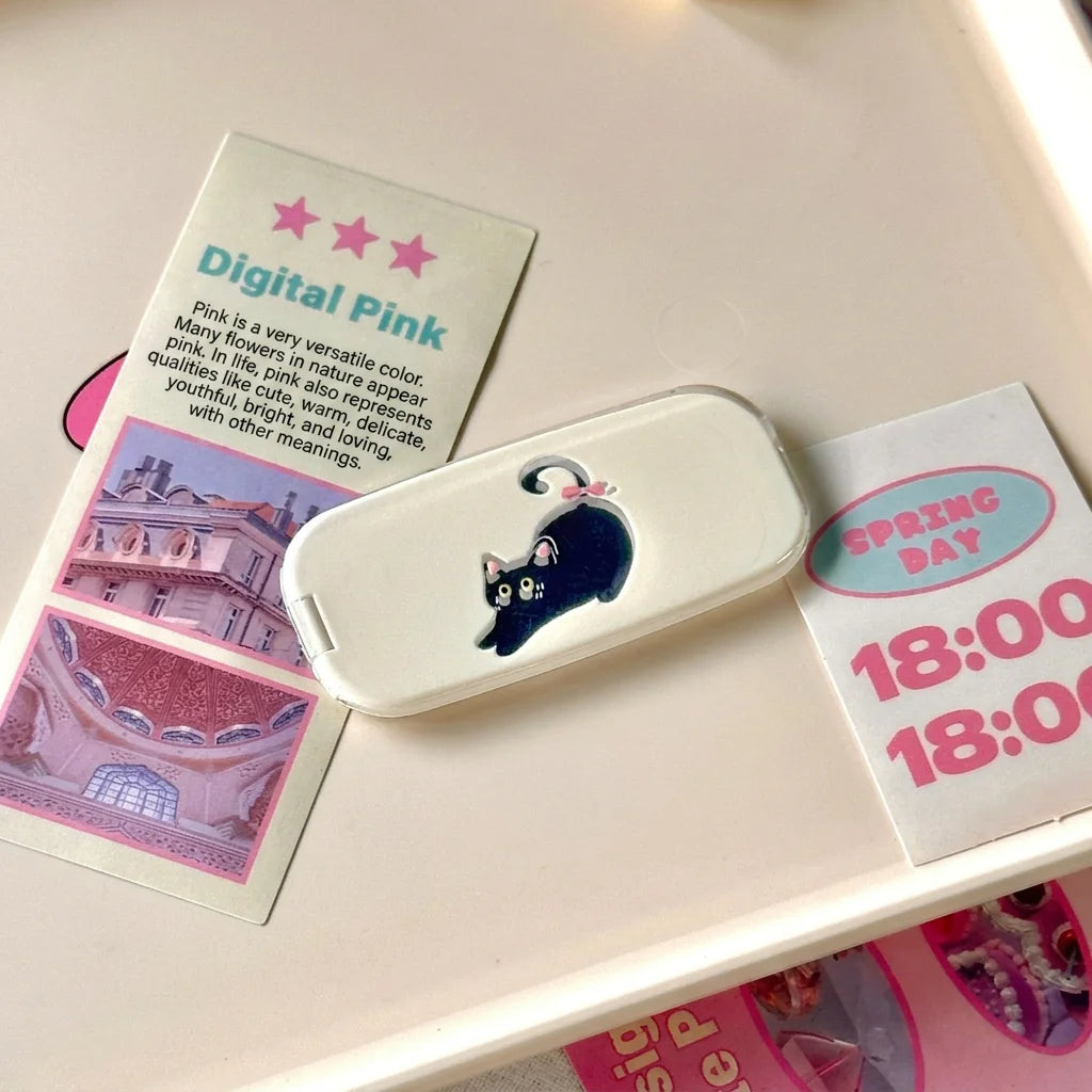 Pink Makeup Mirror Folding Invisible Cartoon Phone Holder Cute And Portable Back Sticker New Desktop Universal Adhesive Support Oasis Select Style 6