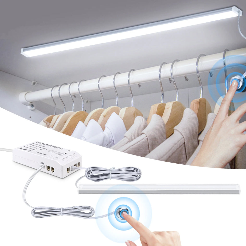 LED Light Bar Touch Sensor Dimming Swtich EU/US Power Plug Led Night Light for Kitchen Wardrobe Cabinet Lighting 30cm/40cm/50cm Oasis Select