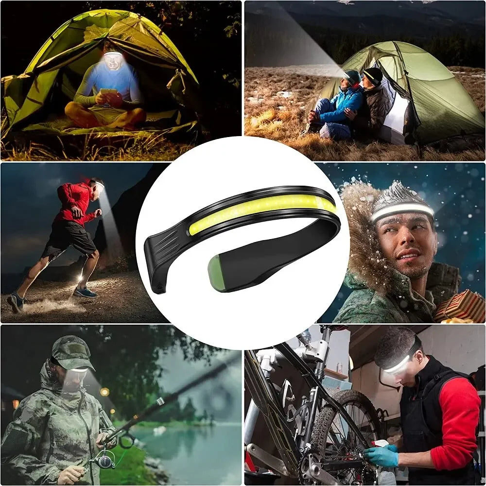 Rechargeable Headlamp 3Lighting Modes COB with Tail Red Light Wide Angle Lighting for Outdoor Running Camping Work Oasis Select