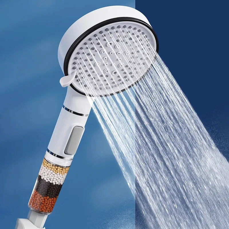 New 5 Modes Shower Head Handheld Powerful Flow with Beads Filter Pressure Boost Water Saving Shower Head Oasis Select