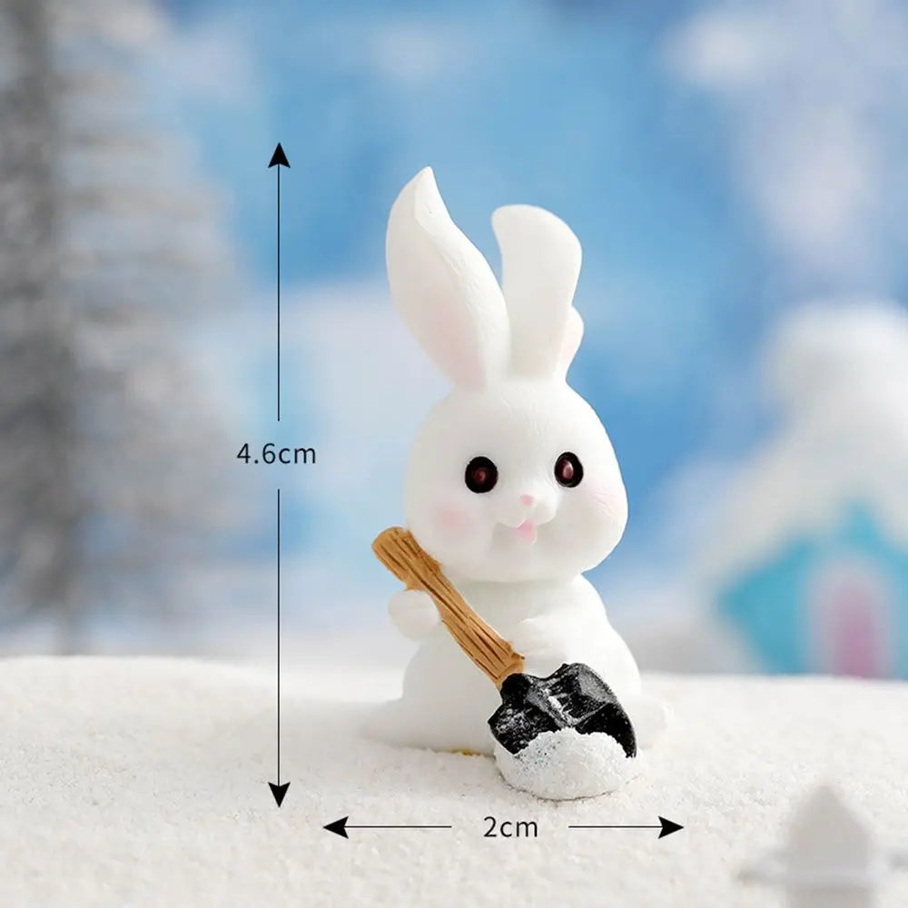 Snowman Bunny Resin Figurine | Micro Landscape Christmas Ornament