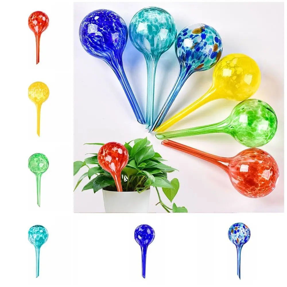 Glass Automatic Plant Watering Ball 100ml Bulb Shape Glass Auto Drip Irrigation System Colorful Automatic Watering Spike Oasis Select