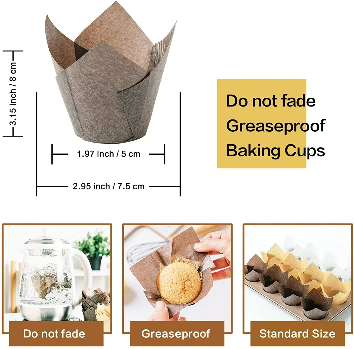 Cupcake Liners Muffin Liners Holders for Baking Cups Cupcake Wrappers in Standard Size Classic Parchment Paper Cupcake Liners Oasis Select