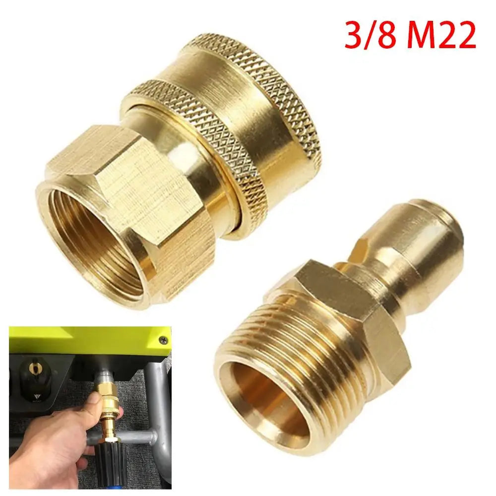 1Set 3/8 M22 Pipe Joint For M22 High Pressure Washer Quick Connect Kits Hose Coupler M22 1.5mm Adapter Set Water Outlet Set Oasis Select