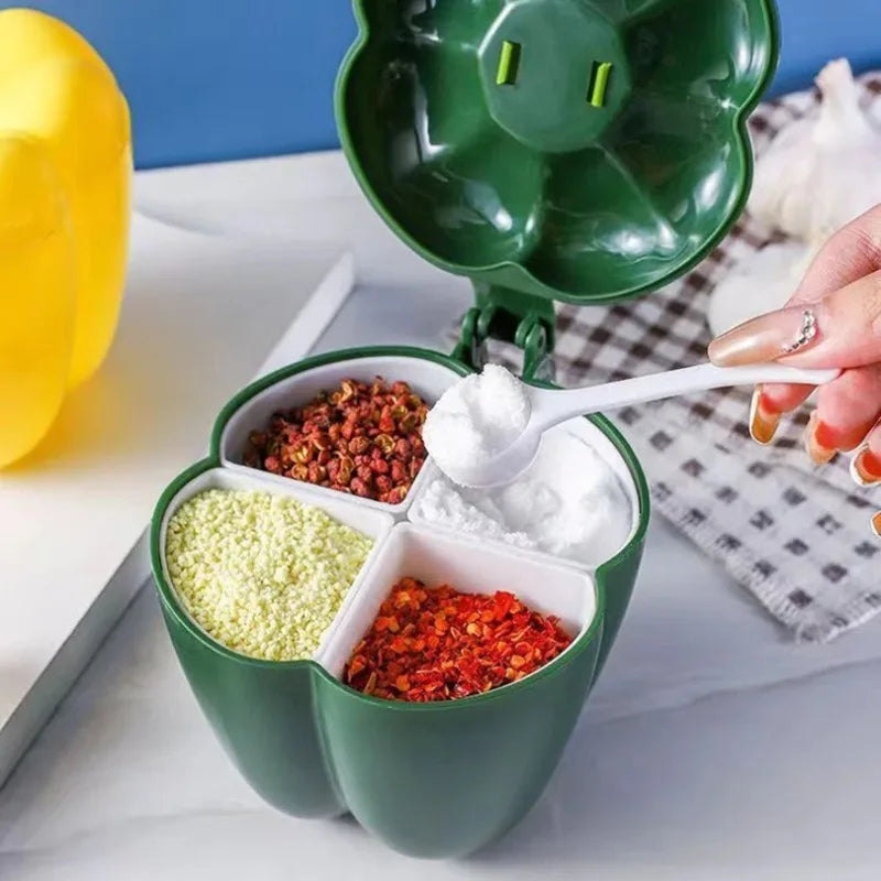 4 In 1 Plastic Creative Seasoning Jar Container With Spoon Chili Shape Barbecue Condiment Spice Rack Home Kitchen Acceesories Oasis Select