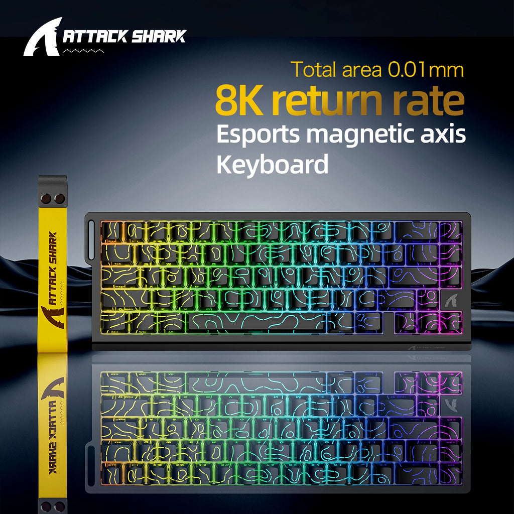 Attack Shark X68HE Magnetic Switch Keyboard | 0.01mm Precision, 0.125ms Low Latency, 8KHz Polling & RGB Customization for Esport Oasis Select