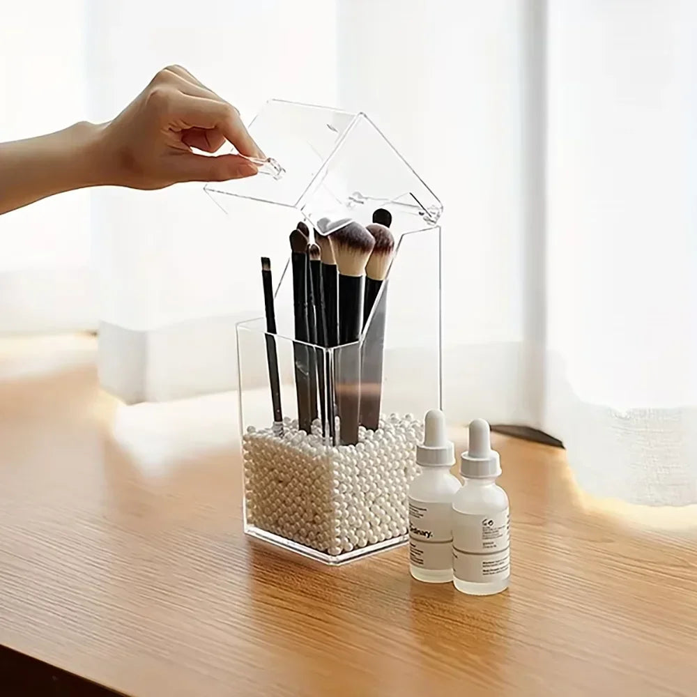 1/2Pcs Makeup Brush Storage Box Simple And Transparent Multifunctional Makeup Brush Storage Rack Simple Durable And Practical Oasis Select