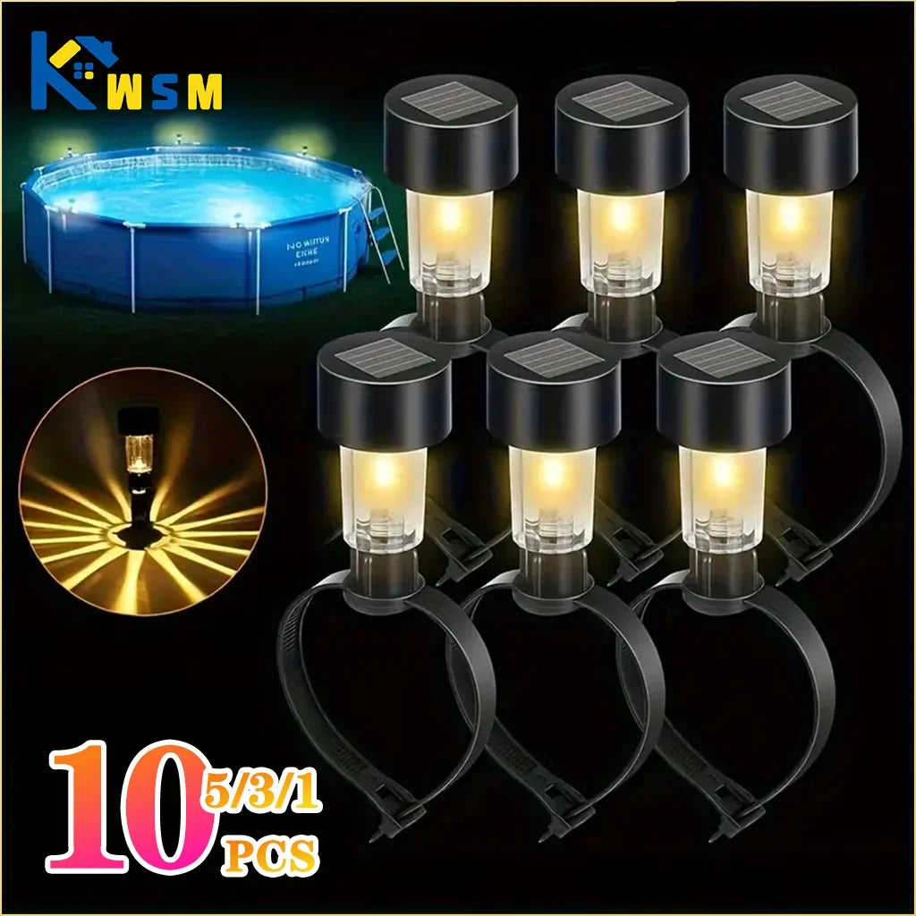 1-10PC Solar Pool Light Hanging LED Cylinder Lamp for Above Ground Pool Outdoor Garden Decoration Waterproof Warm White IP44 Use Oasis Select
