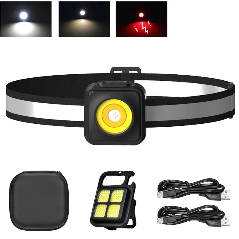 COB Rechargeable Headlamp USB-C 800LM – 4 Modes, Waterproof