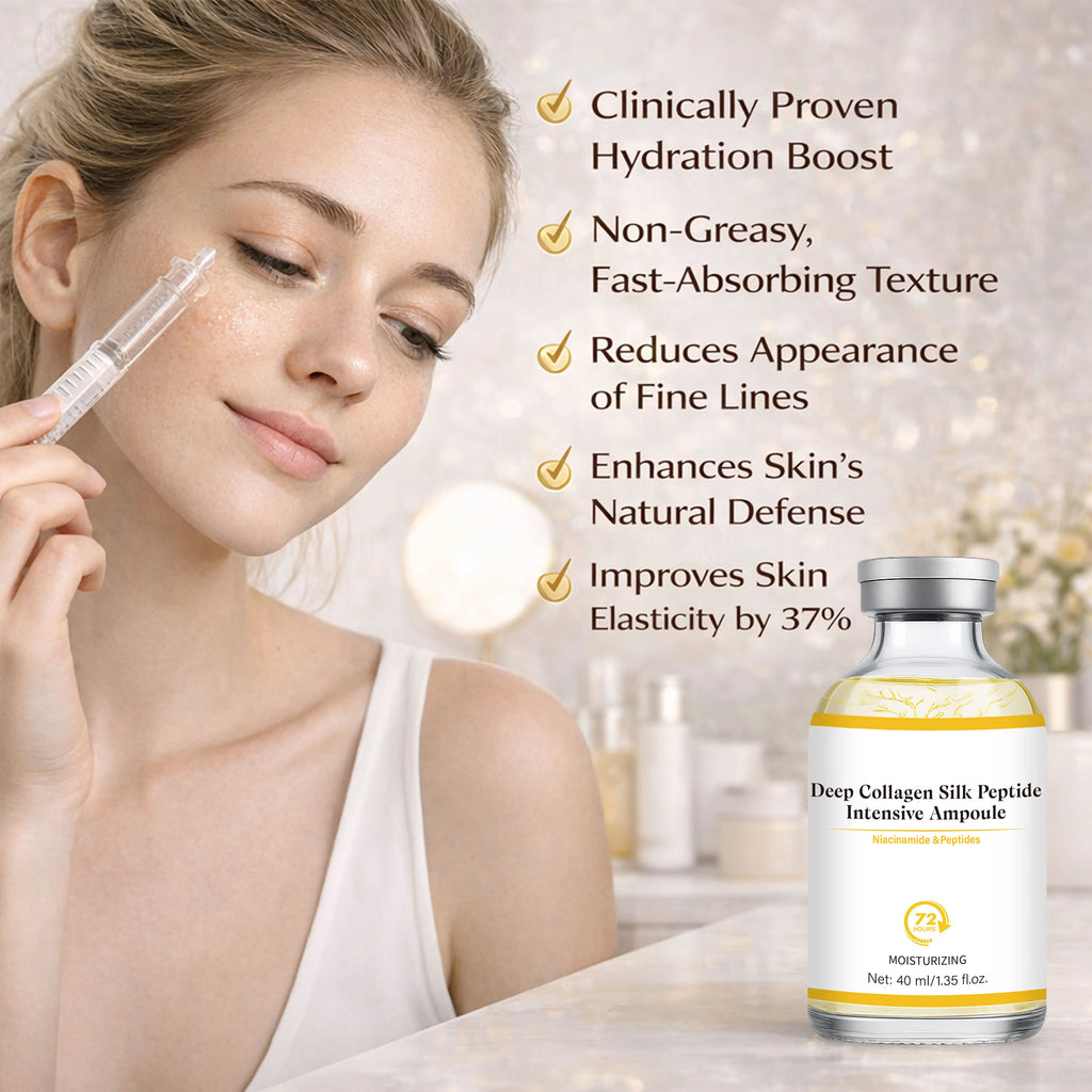 Deep Collagen Silk Peptide Intensive Ampoule Face-Lift Serum with Peptides & Deep Collagen Plumping, Smooth, Korean Skincare Oasis Select