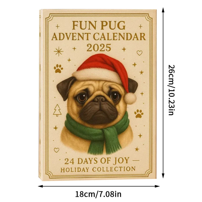 2025 Pug Advent Calendar 24 Days Christmas Countdown with Cute Dog Ornaments Holiday Gift for Dog Lovers Oasis Select Multicolor M