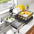 Dish Drying Rack for Kitchen Counter Large Dish Rack with Drainboard Rustproof Dish Drainer with Utensil Holder for Sink Oasis Select black 2