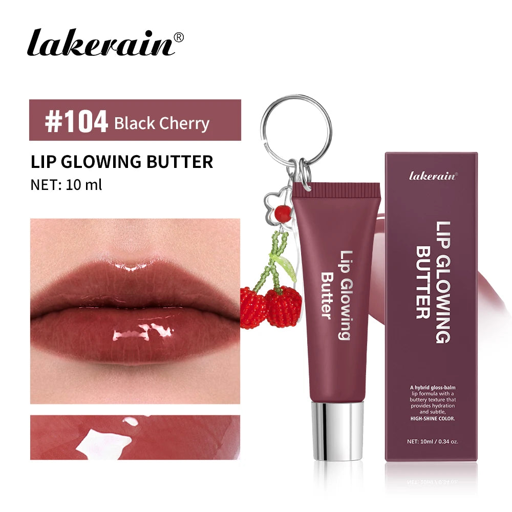 Lip Gloss With Keychain Long Lasting Moisturizing Nourish Hydrating Lip Care Cosmetics Plumping Lip Glowing Butter Woman Makeup Oasis Select 4 Black Cherry
