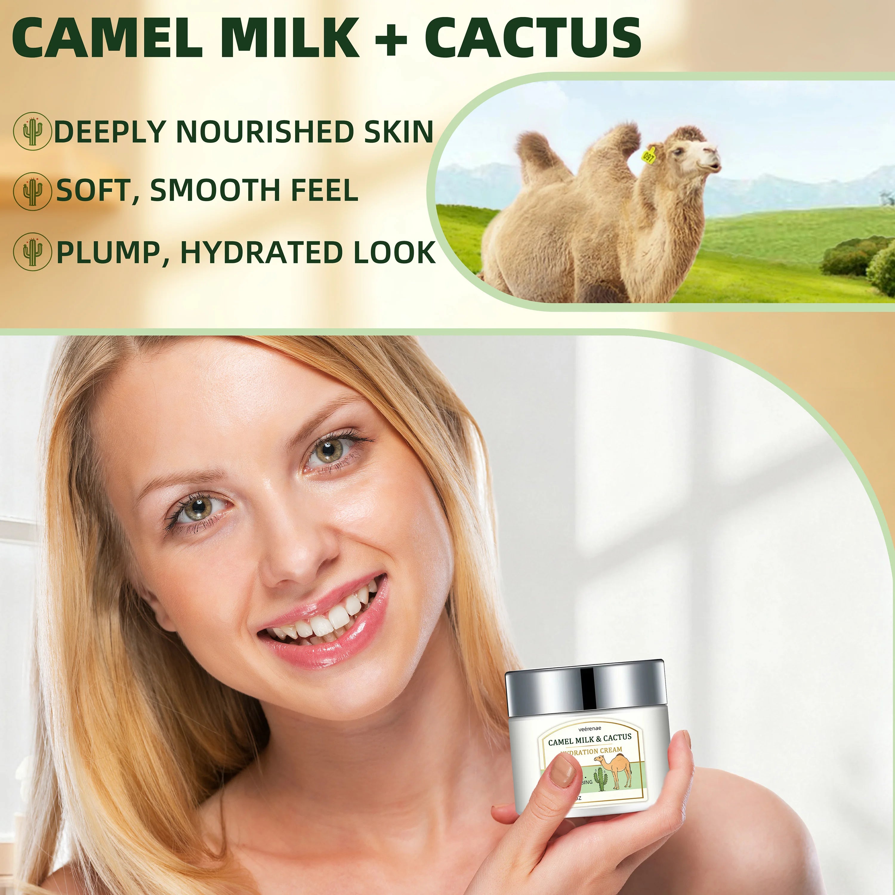 Camel Milk & Cactus Face Cream – Daily Hydration, All Skin