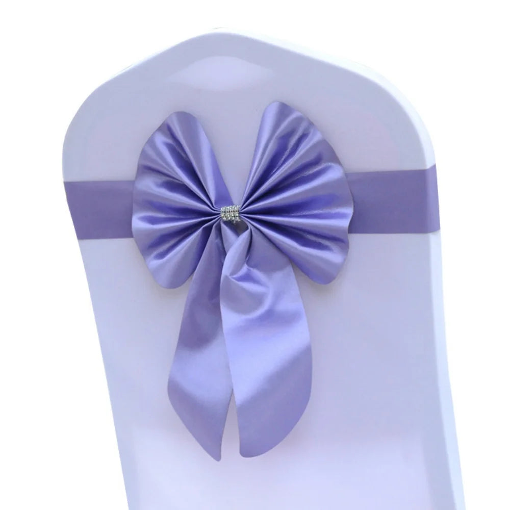 New Sashes Elastic Bow Tie Ready Made Chair Sashes Band For Wedding Party Hotel Banquet Event Decoration Oasis Select Purple 2