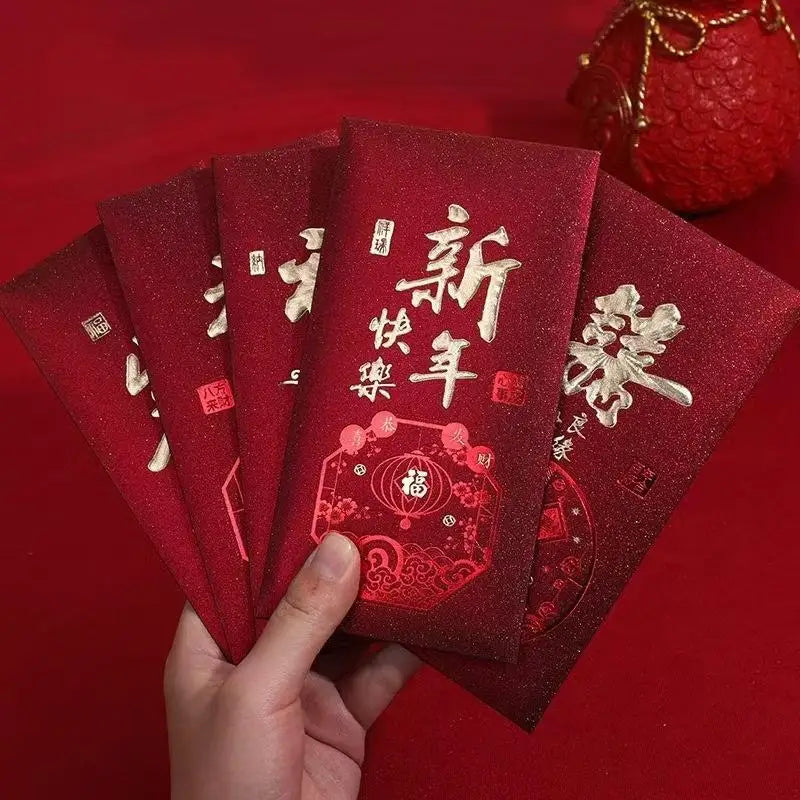 10Pcs/Pack Chinese Red Envelope Snake New Year Spring Festival Matte Hot Gold Red Bag Money Envelopes Red Packet Gift Envelope Oasis Select