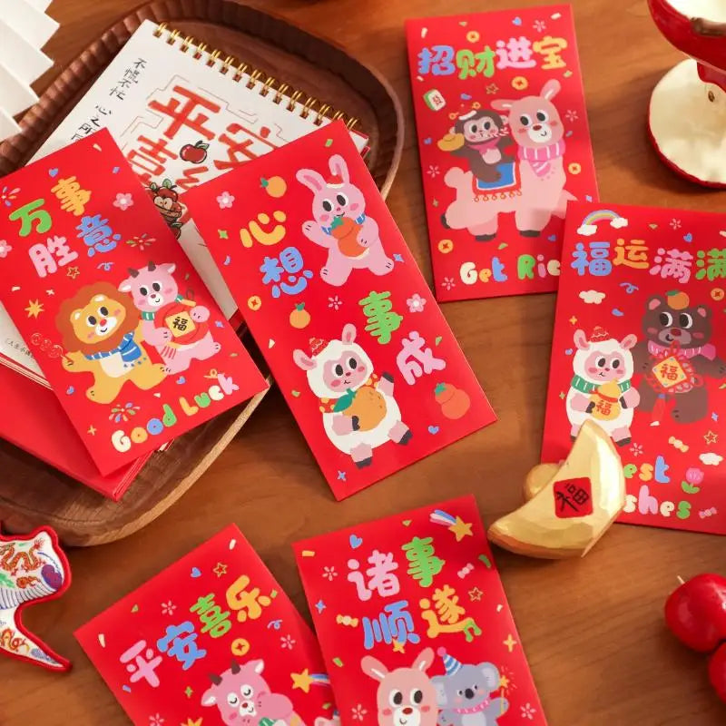 2027 Year of Sheep Red Envelopes 6Pcs Thick Premium Traditional Lucky Money Pockets for Gifting Children Oasis Select