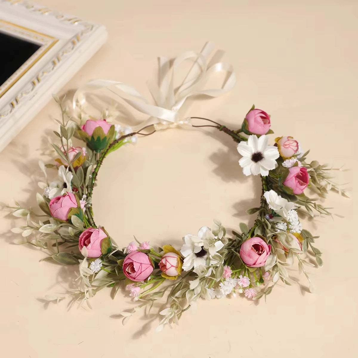 Forest Style Garland Bride Super Fairy Simulated Baby's Breath Flower Headdress Kidsren's Photo Hair Accessories Oasis Select