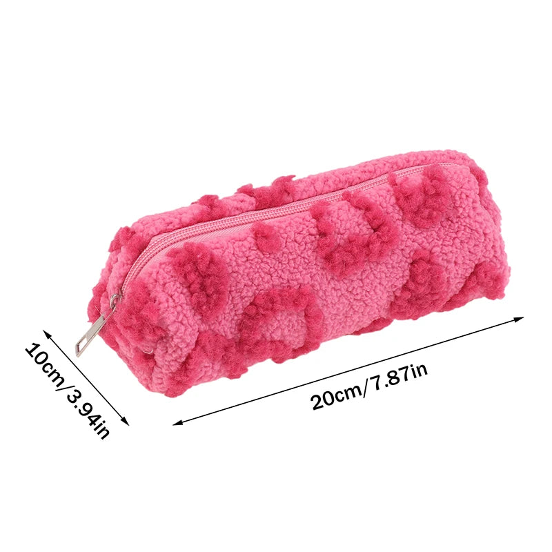 Plush Makeup Bag with Handle | Cute Love Print Travel Pouch Cosmetic Travel Bag Oasis Select