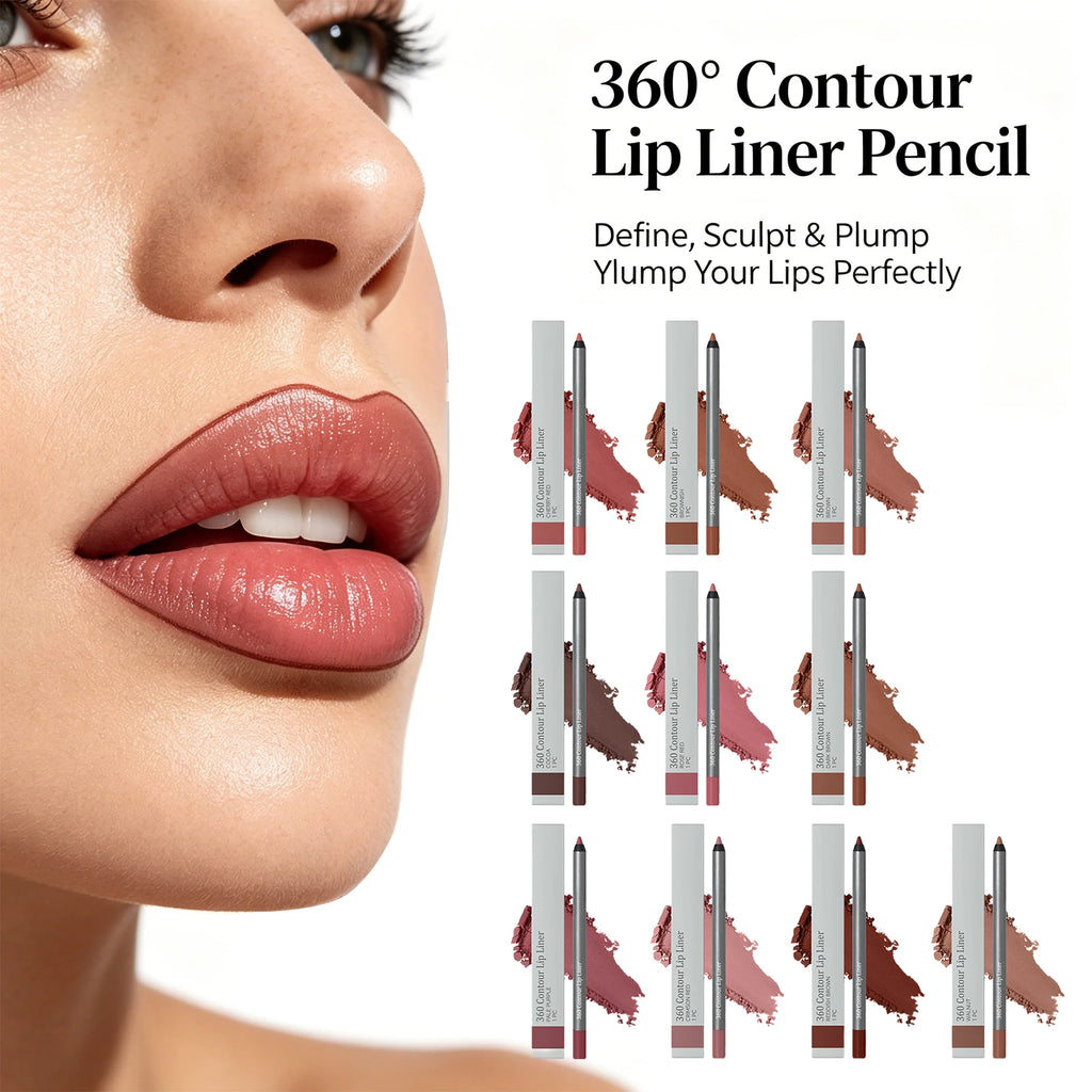 10-Colors Lip Liner Waterproof Lip Liner Pencil Long Lasting Defines Lip Contour Natural Fuller Plumper Lip Contour Makeup Oasis Select