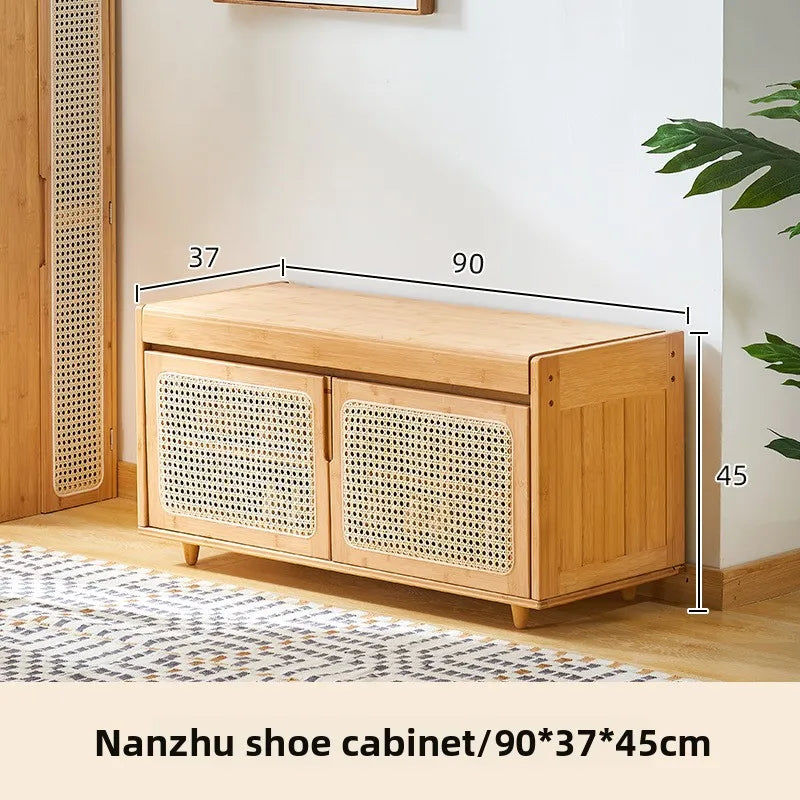 Shoe changing stool can be sat at the door of the home, shoe stool rattan entry entrance shoe cabinet Oasis Select Bamboo