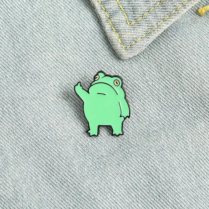 Funny Frog Middle Finger Zinc Alloy Brooch | Cartoon Pin Badge Novelty Brooch Pin Oasis Select