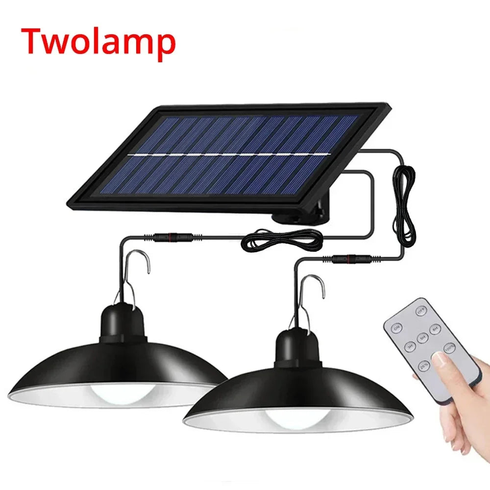 Solar Outdoor Chandelier LED Retro Pendant Light | Remote Control
