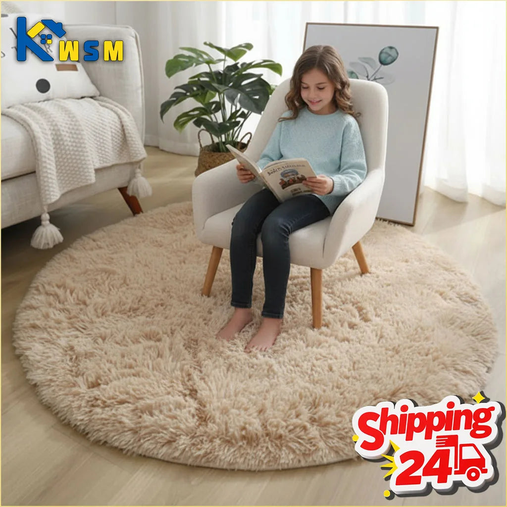 Super Soft Fluffy Round Rug Plush Carpet for Living Room Decor Cozy Bedroom Nursery Kids Room Home Floor Mat Decorative Oasis Select