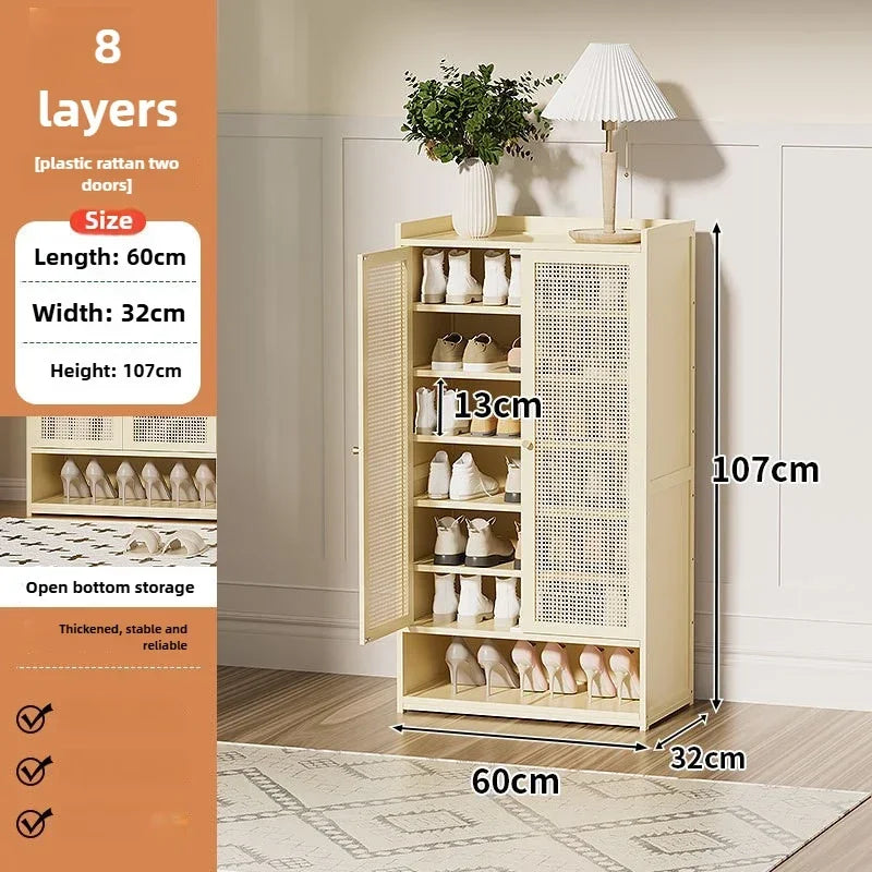 Multi-functional Shoe cabinet Household multi-layer shoe rack Entrance cabinet Large capacity storage dust aisle Oasis Select Milky white H