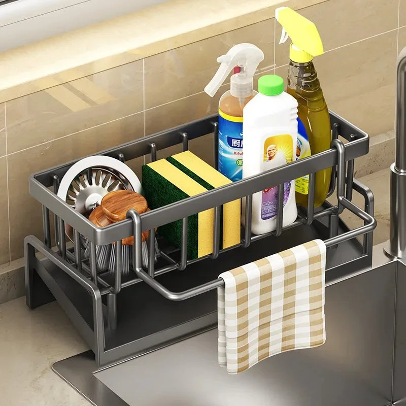 Kitchen Sink Drain Rack – Sponge, Soap & Towel Holder Sink Organizer Rack Oasis Select