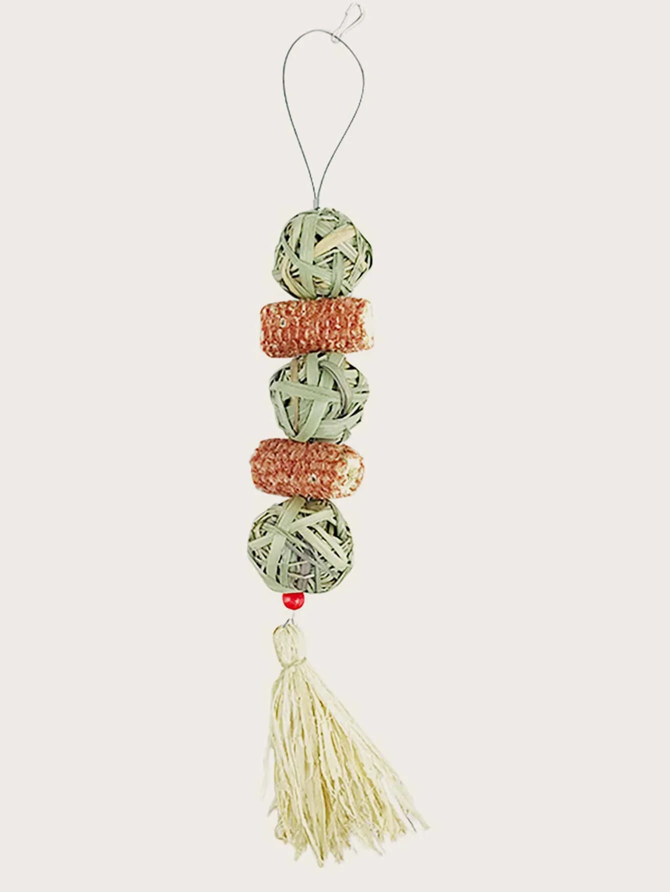 1PC-Pet rabbit grass woven ball hanging string rabbit grinding toy Oasis Select chartreuse