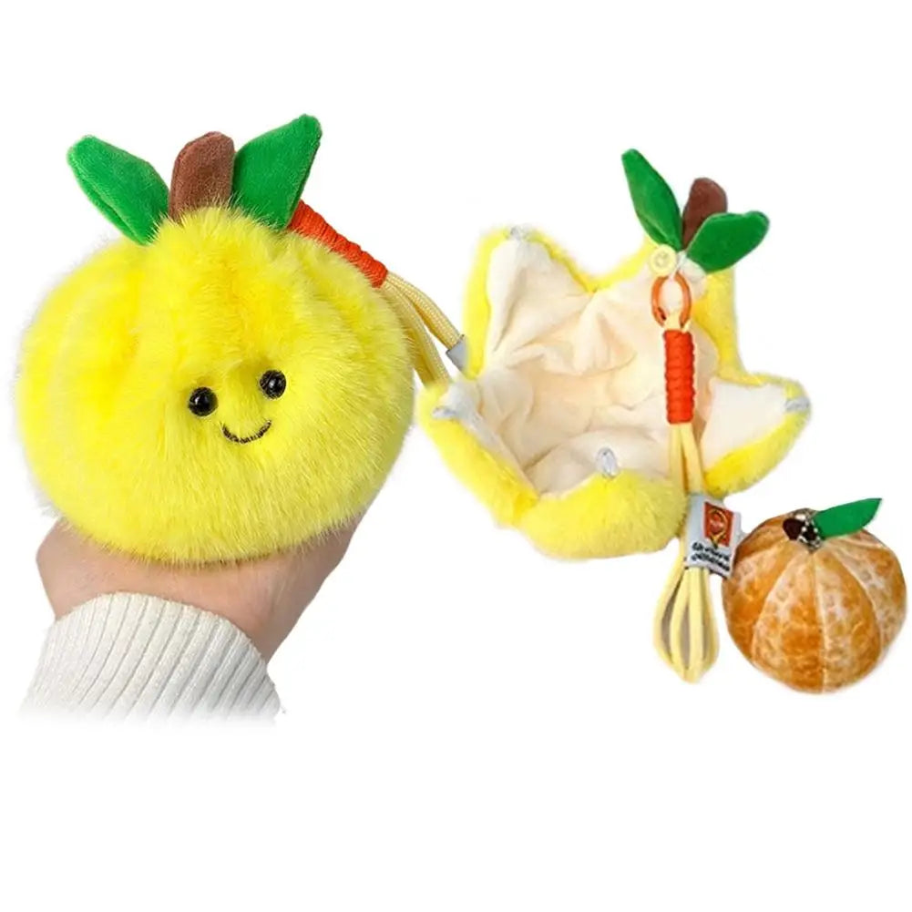 Peelable Fruit Plush Keychain – Stress Relief Toy & Bag Charm