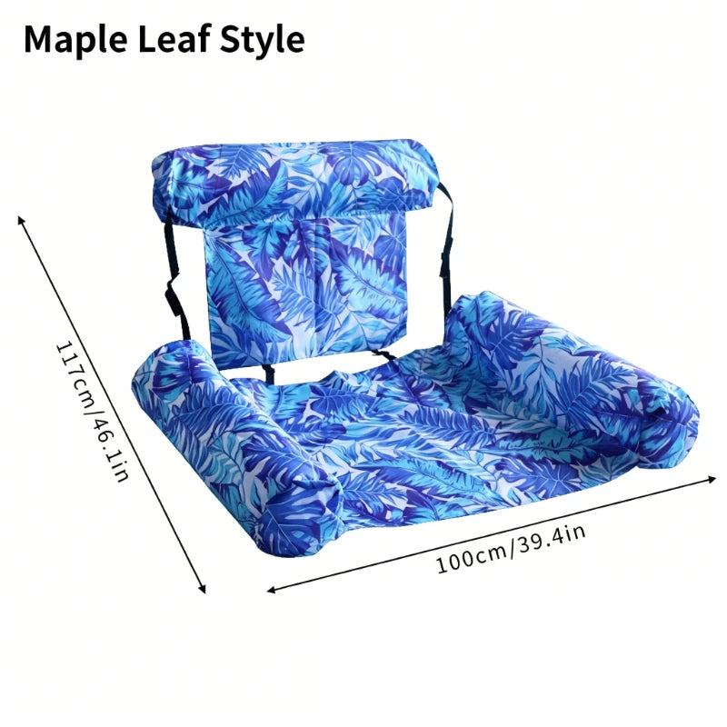 1pc Adult Inflatable Floating Lounge Chair,Foldable & Portable, Water Leisure Pool Float for Summer Fun Floating Island, Pool Oasis Select Maple Leaf Style