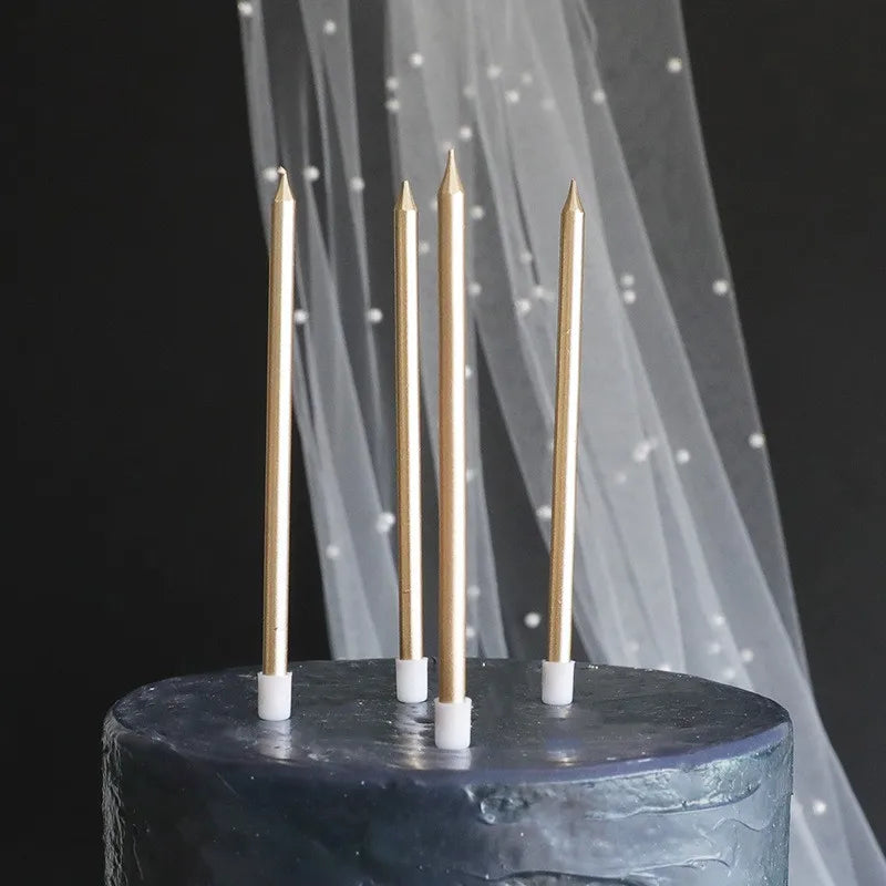 6pcs Metal Gold Silver Birthday Candles DIY Colorful Cake DecorasWedding Baby Shower Supplies Color Cake Topper Oasis Select