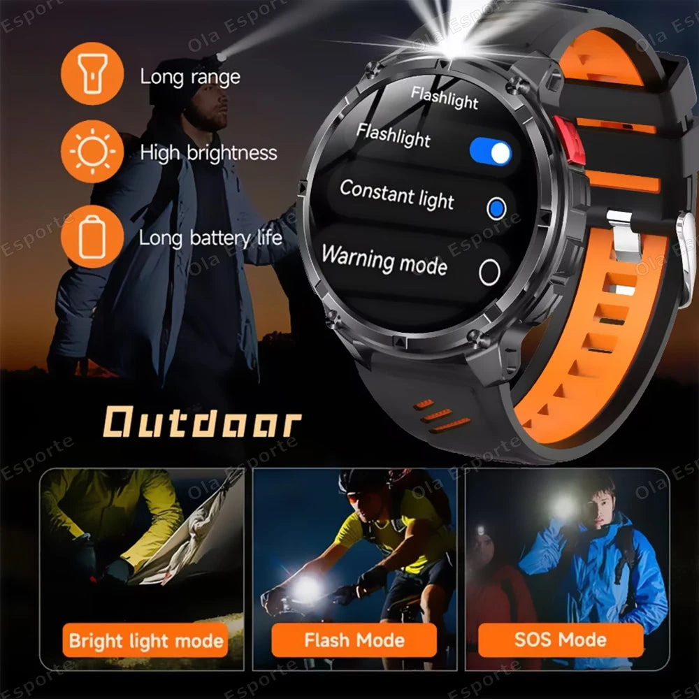 Rugged Military Smartwatch 1100mAh | Compass, Fitness & BT Calls