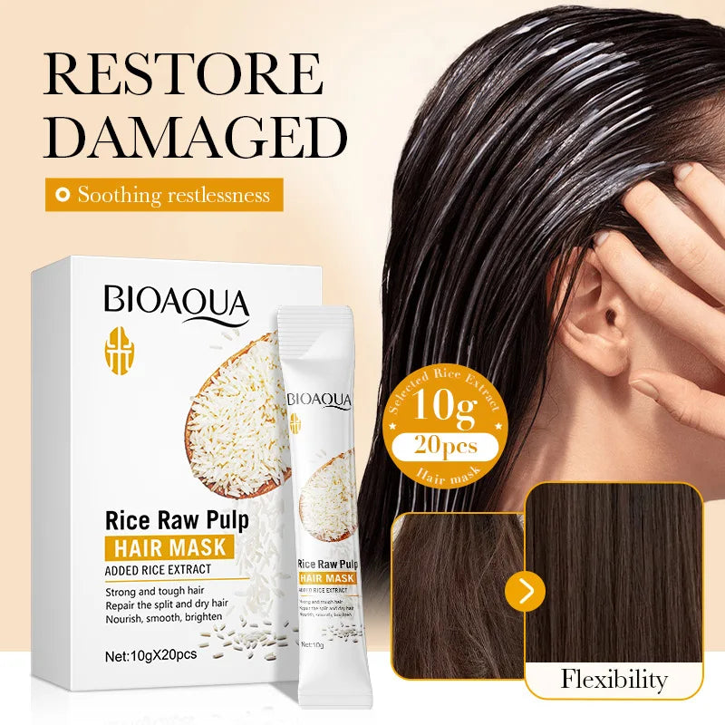 BIOAQUA Rice Milk Hair Mask – Repair Frizzy & Damaged Hair Deep Repair Hair Mask Oasis Select 200G
