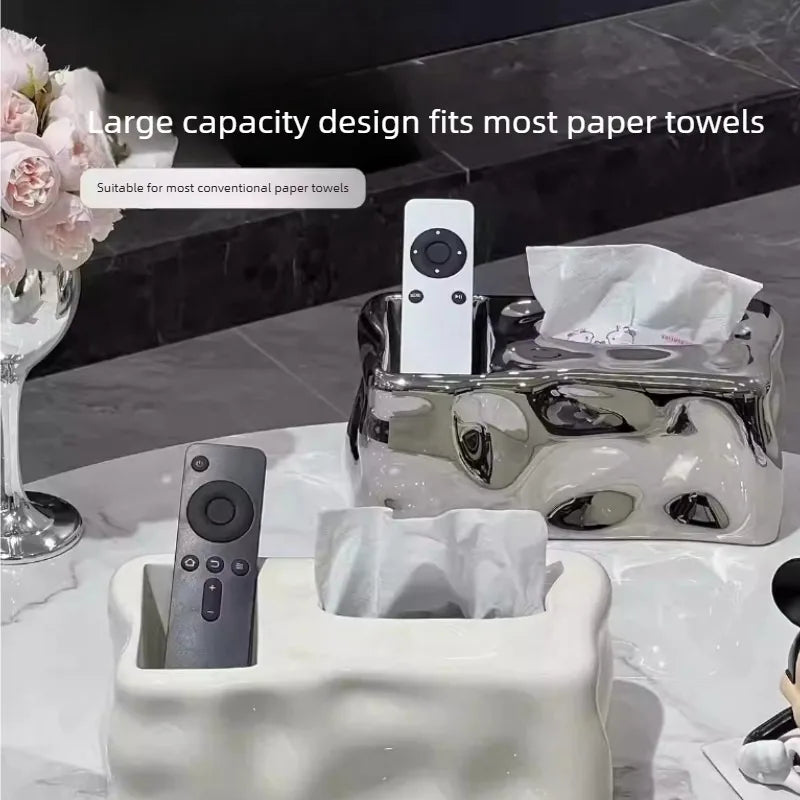 1pcs Paper Towel Box High-end Light Luxury Living Room Household Ceramic Paper Drawer Tea Table Remote Control Storage Oasis Select