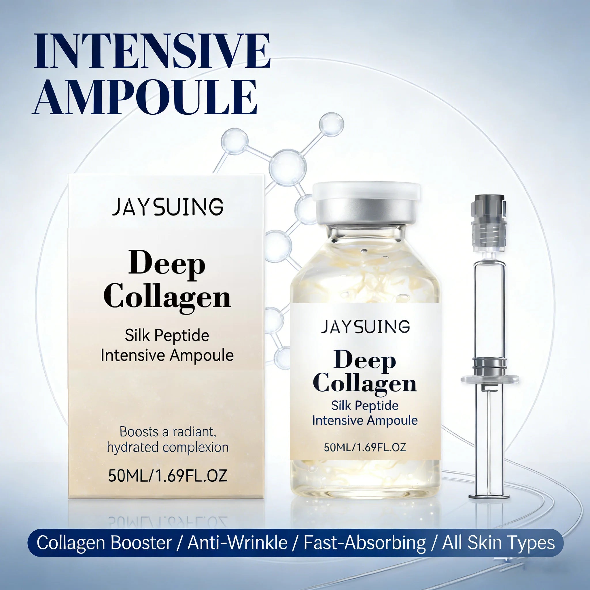 Collagen Silk Peptide Intensive Ampoule Lifting Tighten Skin Elasticity Booster Hydrating Anti-Wrinkle Firming Moisturizer Skin Oasis Select
