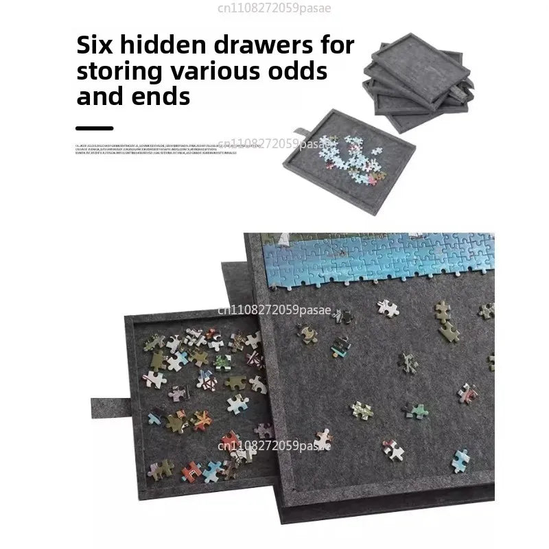 Portable Puzzle Sorting Board Table – 6 Drawers & Cover