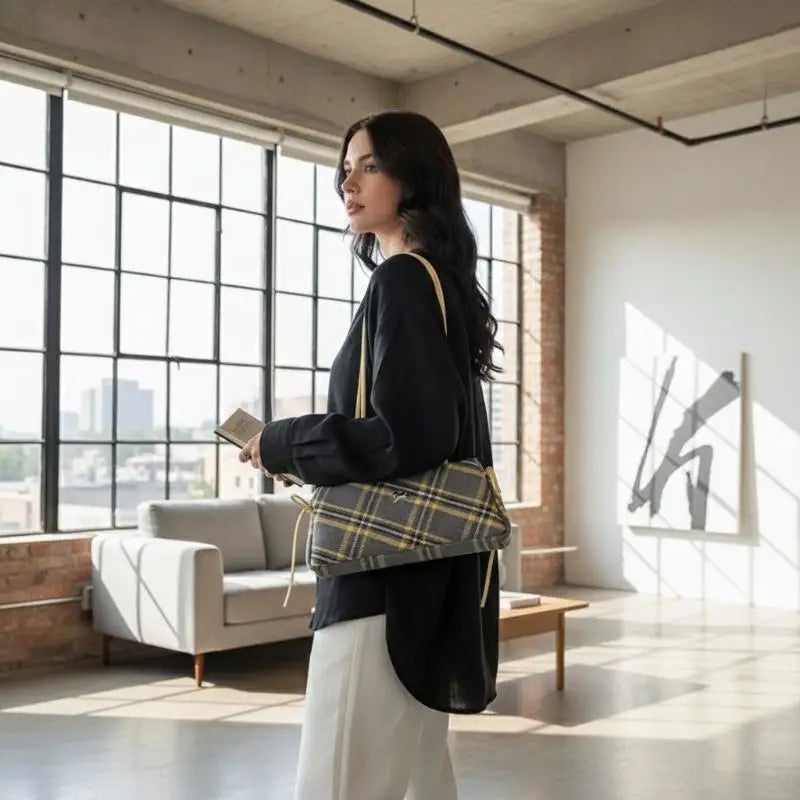 Womens Striped Large Capacity Tote Shoulder Bag Fashionable Handbag Suitable for Daily Office Commute Oasis Select