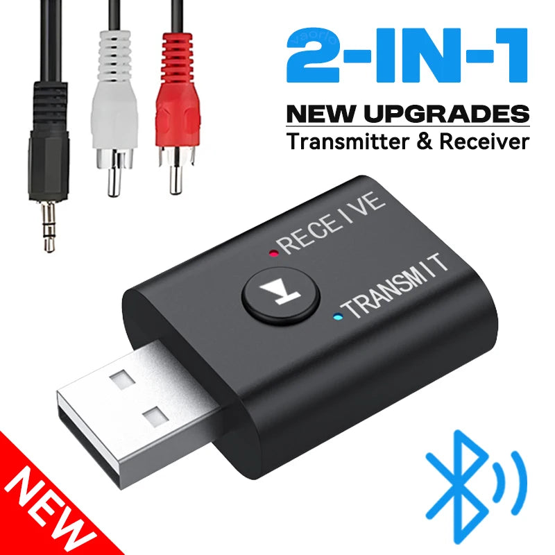 2 In 1 Bluetooth 5.0 Audio Receiver Transmitter 3.5mm AUX USB Stereo Music Wireless Adapter With Mic For Car Kit Speaker TV PC Oasis Select