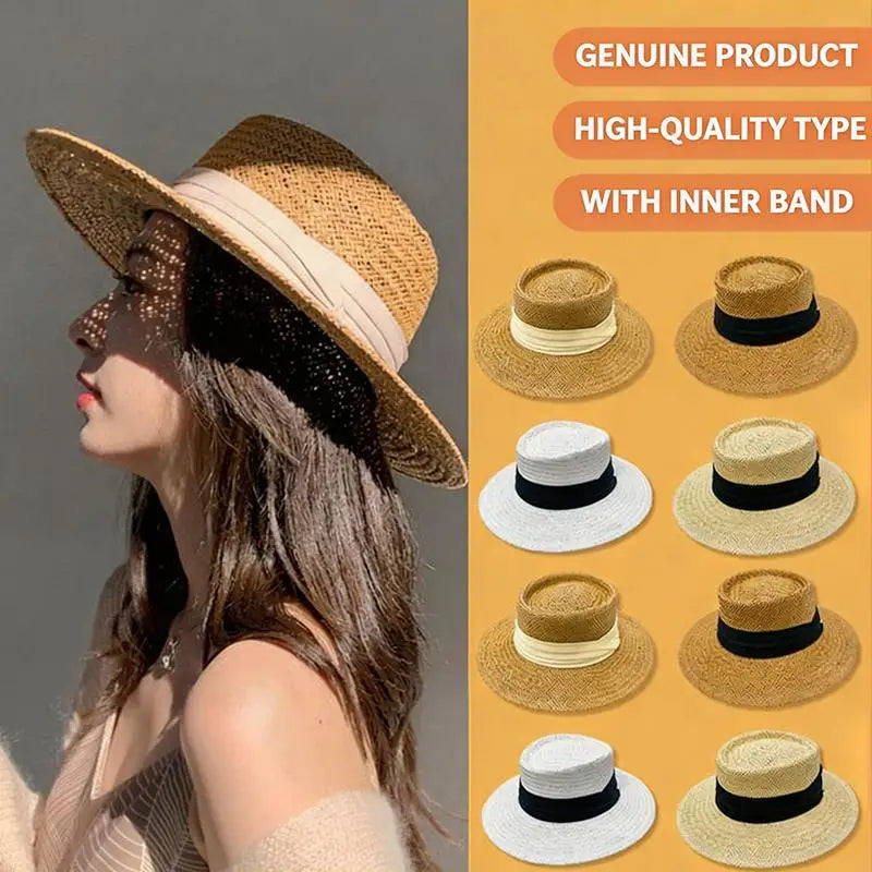 Women's Wide Brim Panama Straw Hat | UV Sun Protection